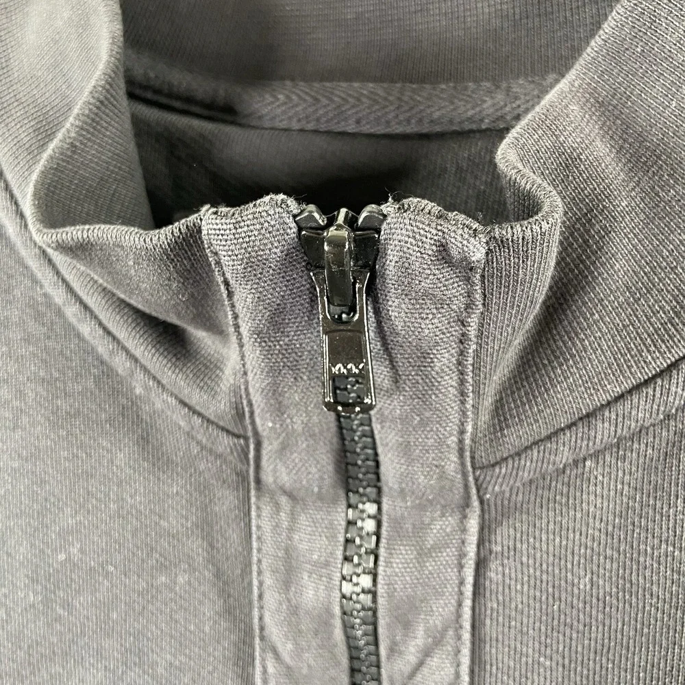 UNTUCKit Sweater Mens Large 1/4 Zip Pullover Elbow Patches Black Cotton Casual